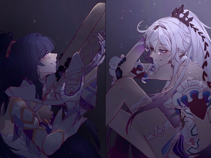 kiana kaslana and raiden mei (honkai and 1 more) drawn by suimi_esse