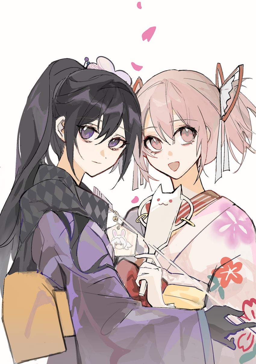 akemi homura, kaname madoka, and kyubey (mahou shoujo madoka magica and 1 more) drawn by tsukinaga1028