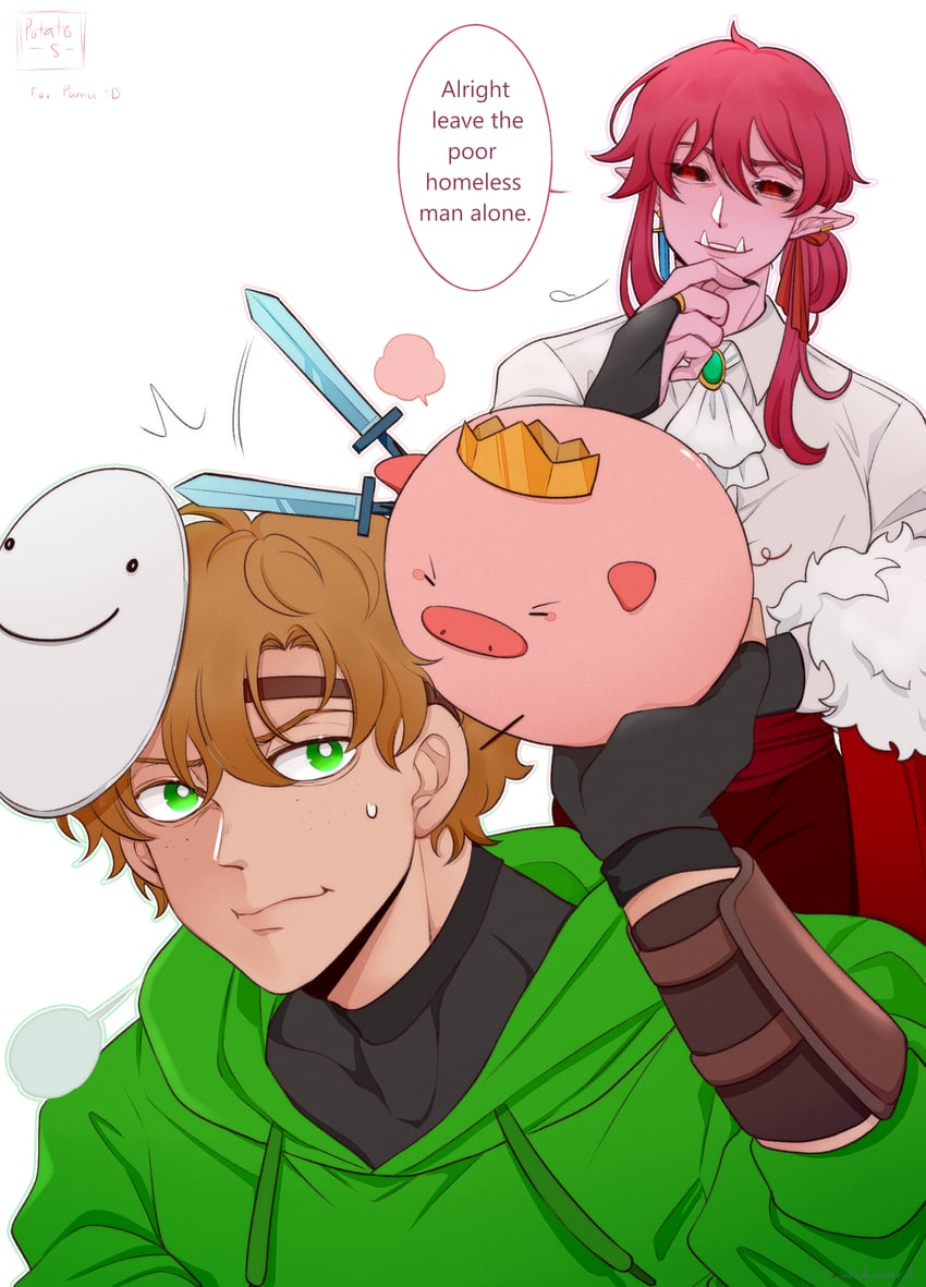 technoblade and dream (minecraft and 2 more) drawn by sallyatoyota