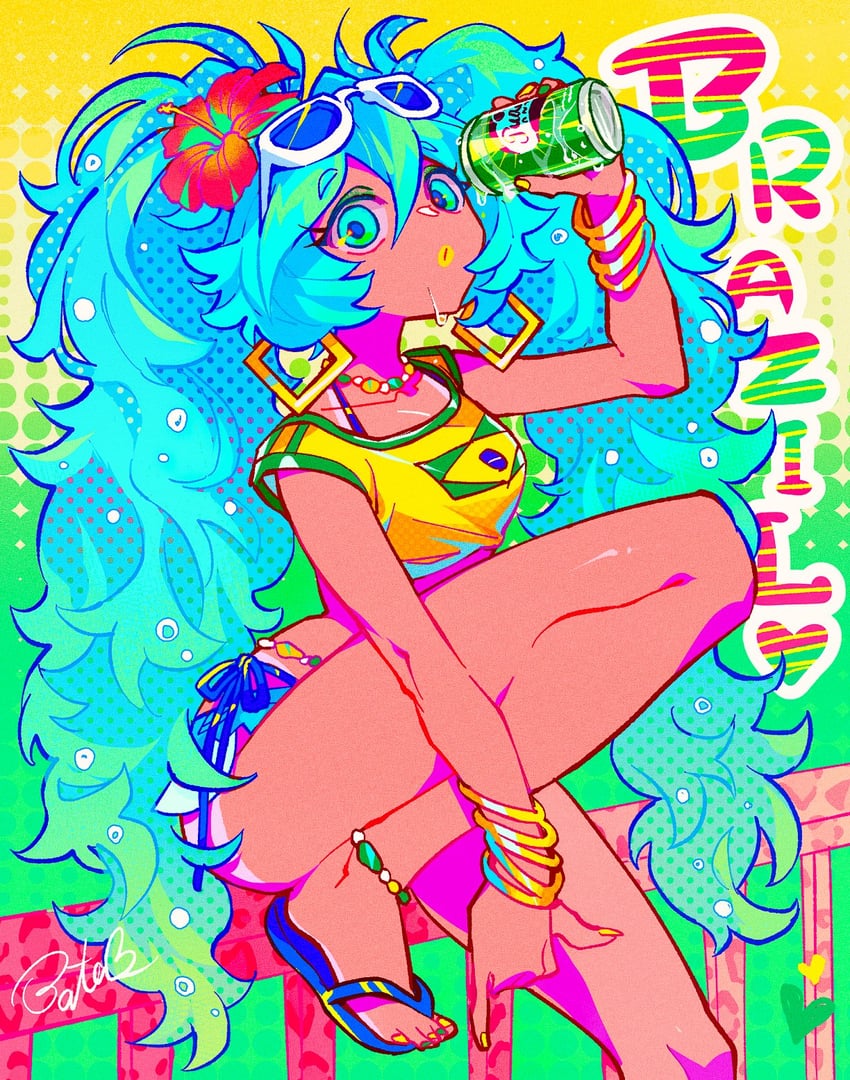 hatsune miku and brazilian miku (vocaloid) drawn by kakitsubata_zero