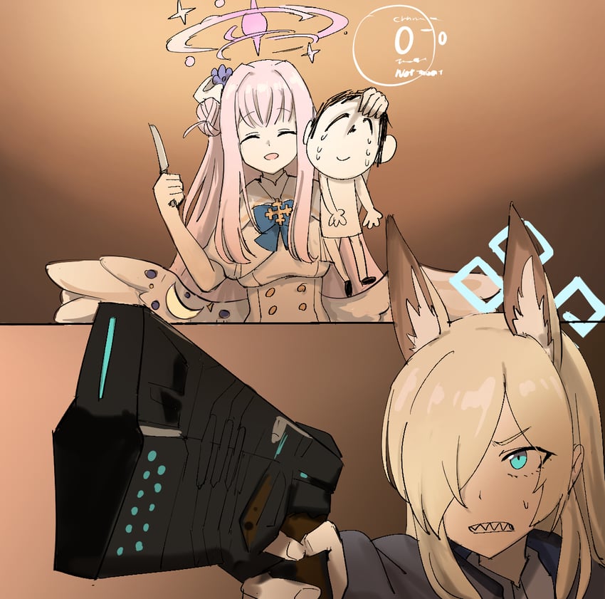 sensei, doodle sensei, mika, and kanna (blue archive and 1 more) drawn by tenten_(chan4545)