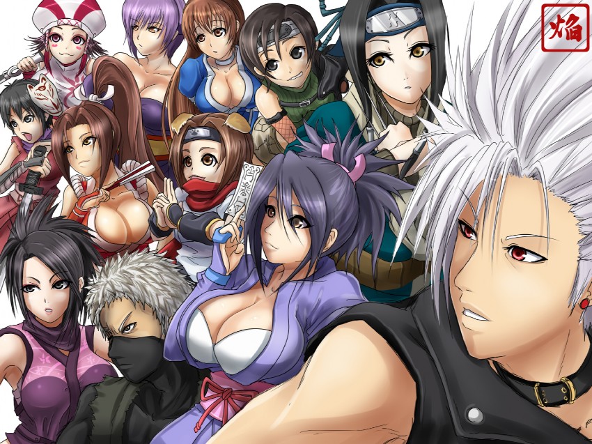 shiranui mai, yuffie kisaragi, kasumi, ayane, fujibayashi sheena, and 7 more (final fantasy and 12 more) drawn by homura_(haku89)