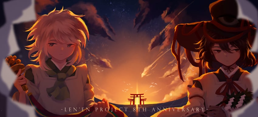 enraku tsubakura and houlen yabusame (len'en) drawn by hotaru_kago