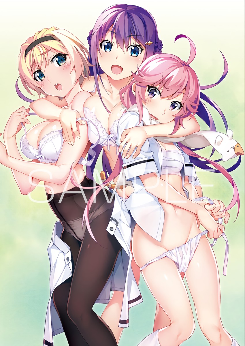 fukami rena, ikoma murasaki, and kujirase christina sakurako (grisaia and 1 more) drawn by watanabe_akio