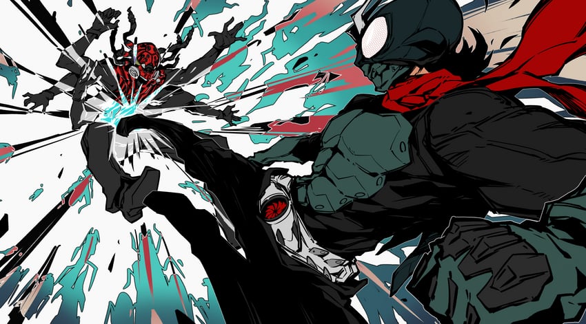 kamen rider 1 and kumo augment 01 (kamen rider and 1 more) drawn by linnnoj
