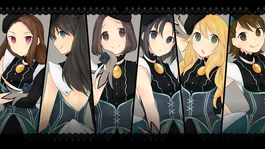 hoshii miki, kikuchi makoto, minase iori, ganaha hibiki, futami ami, and 1 more (idolmaster and 1 more) drawn by momokari