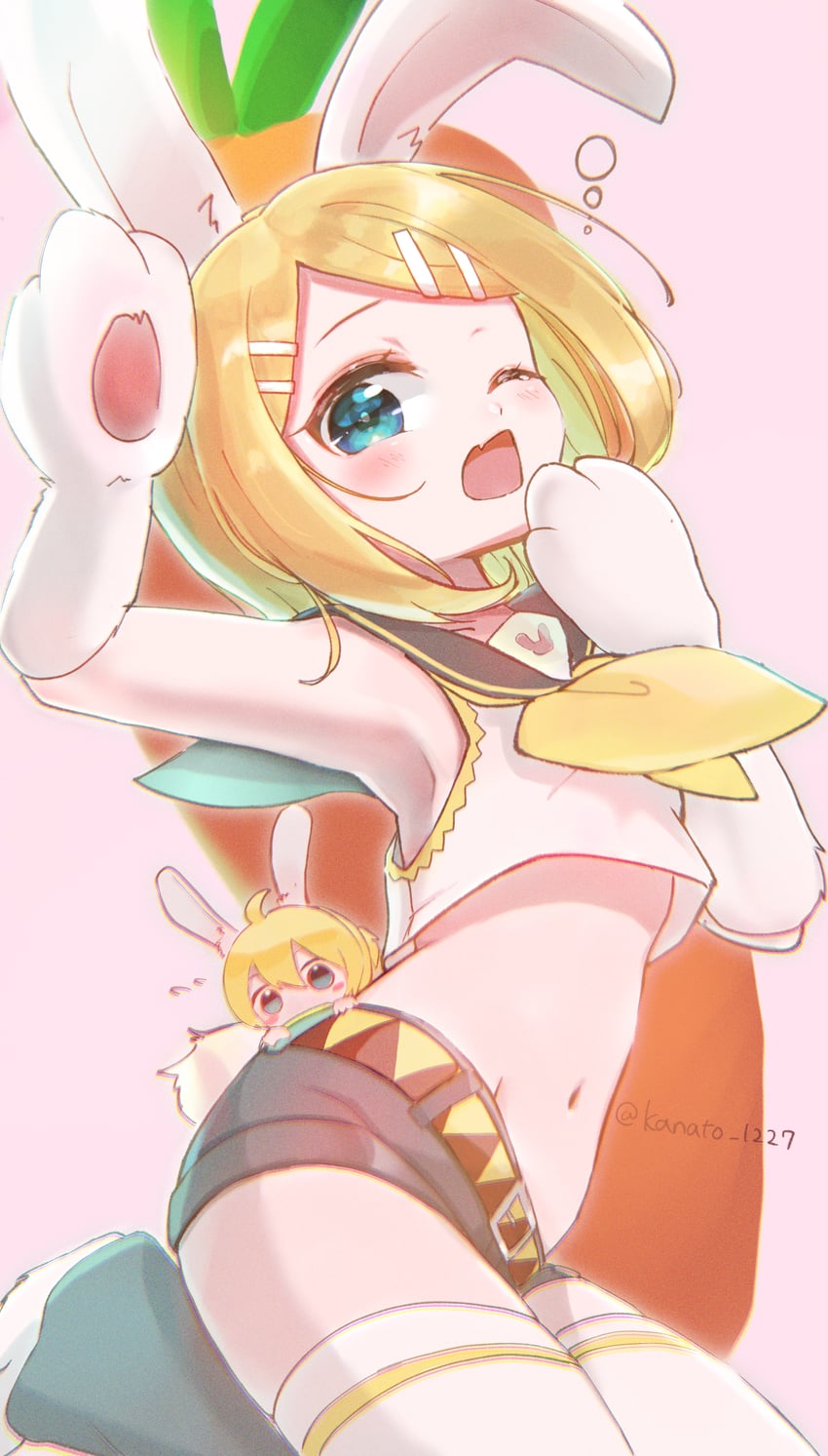kagamine rin and kagamine len (vocaloid) drawn by kanato_1227