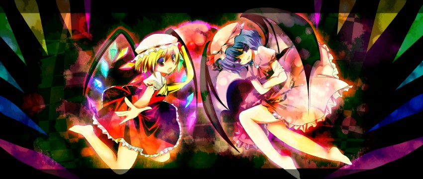 remilia scarlet and flandre scarlet (touhou) drawn by kinoko_(hkn)