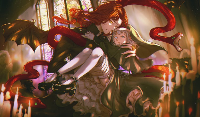 tarnished and messmer the impaler (elden ring and 1 more) drawn by jubishii