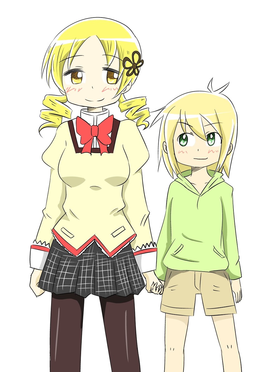 tomoe mami, yuuno scrya, and mizuhashi kaori (mahou shoujo madoka magica and 2 more) drawn by nann_tou