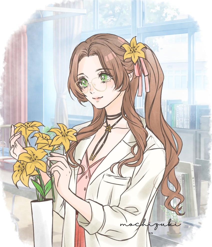 aerith gainsborough (final fantasy and 1 more) drawn by omochi_daisuki
