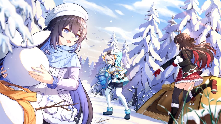 bronya zaychik, seele vollerei, homu, and seele (honkai and 1 more) drawn by broseele
