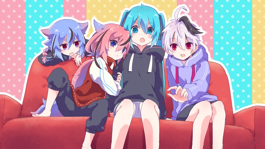 hatsune miku, flower, meika hime, and meika mikoto (vocaloid) drawn by kisalaundry