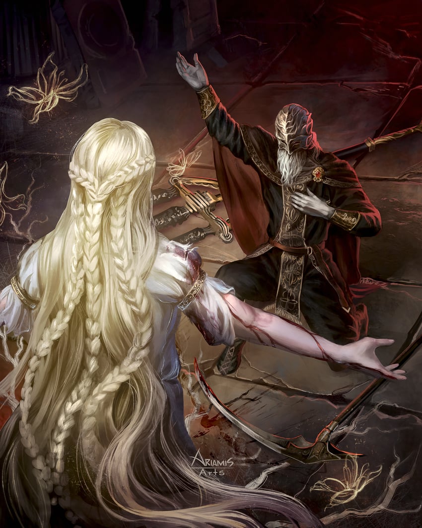 miquella and sir ansbach (elden ring and 1 more) drawn by ariamis_arts