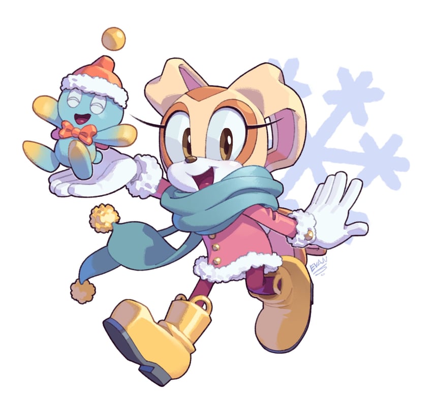 cream the rabbit and neutral chao (sonic) drawn by evan_stanley