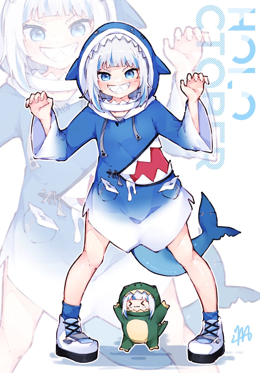 gawr gura and smol gura (hololive and 1 more) drawn by ma_draws