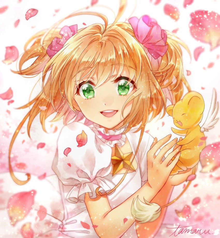 kinomoto sakura and kero (cardcaptor sakura) drawn by tamaru