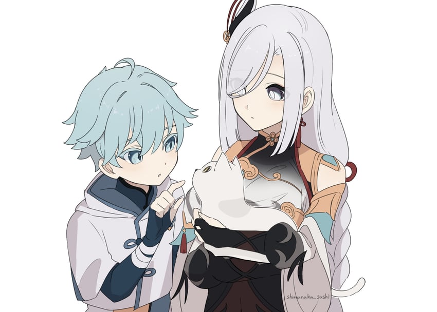 shenhe and chongyun (genshin impact) drawn by shimanaka_(shimanaka_sushi)
