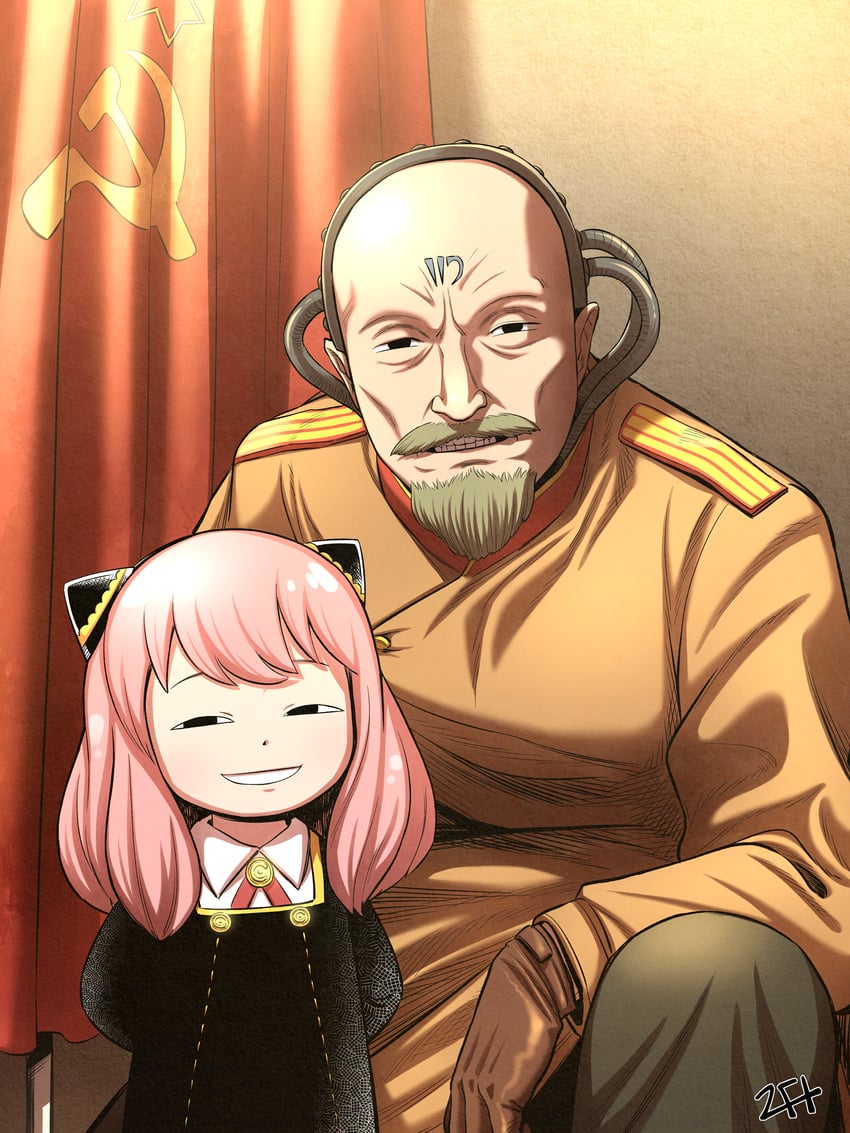 anya and yuri (spy x family and 3 more) drawn by isaosa