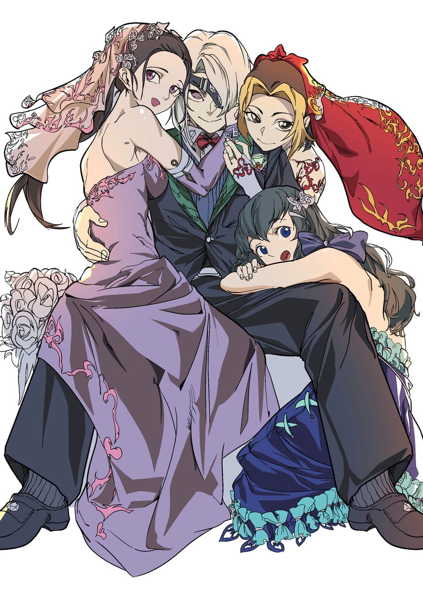 uzui tengen, makio, hinatsuru, and suma (kimetsu no yaiba) drawn by hu_tu