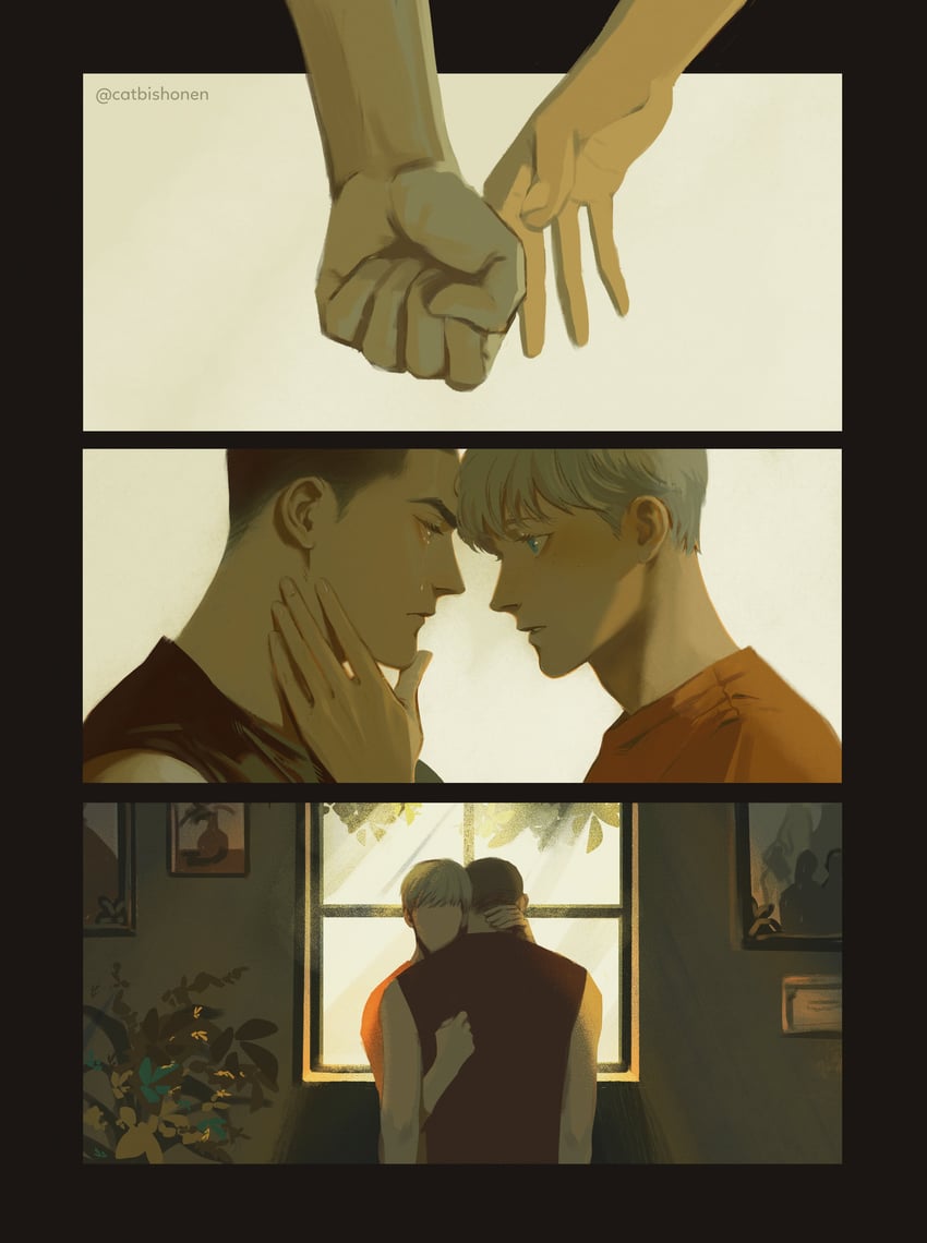 adam parrish and ronan lynch (the raven cycle) drawn by catbishonen
