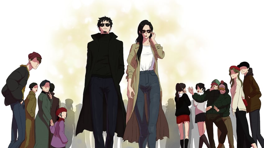 nico robin, trafalgar law, penguin, and shachi (one piece) drawn by enaka67