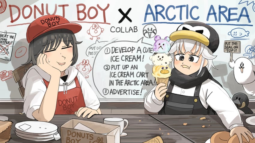 penguin keeper and doughnut seller (zookeepers) drawn by diva_(hyxpk)
