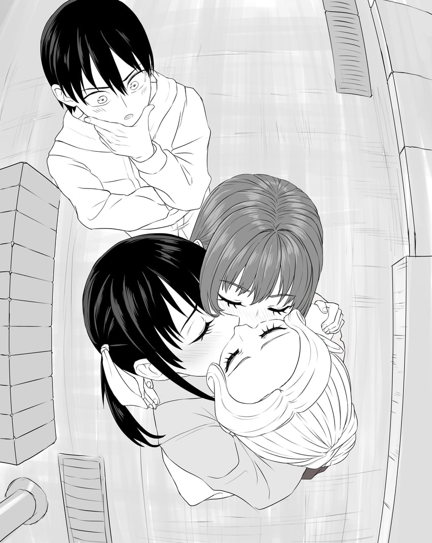 minase nagisa, saki saki, kiryuu shino, and mukai naoya (kanojo mo kanojo) drawn by luizhtx