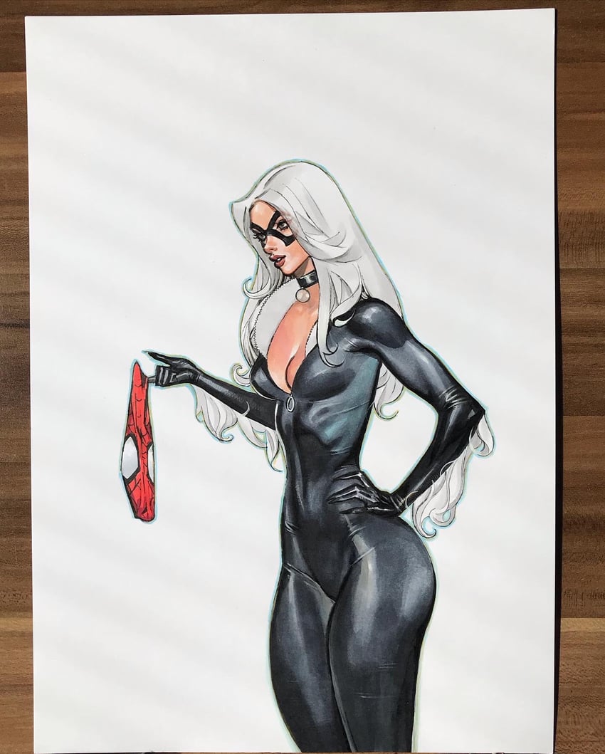 black cat and felicia hardy (marvel and 1 more) drawn by artofcelor