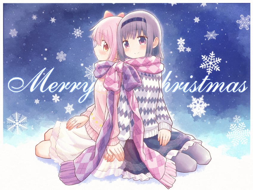 akemi homura, kaname madoka, and kyubey (mahou shoujo madoka magica) drawn by iso_usagi