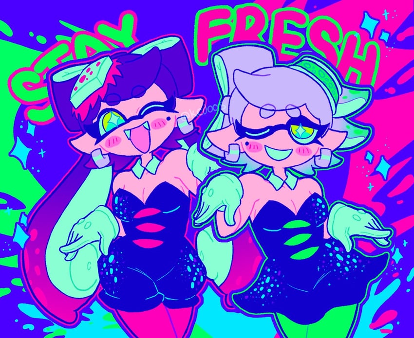 callie and marie (splatoon and 1 more) drawn by kcdoos