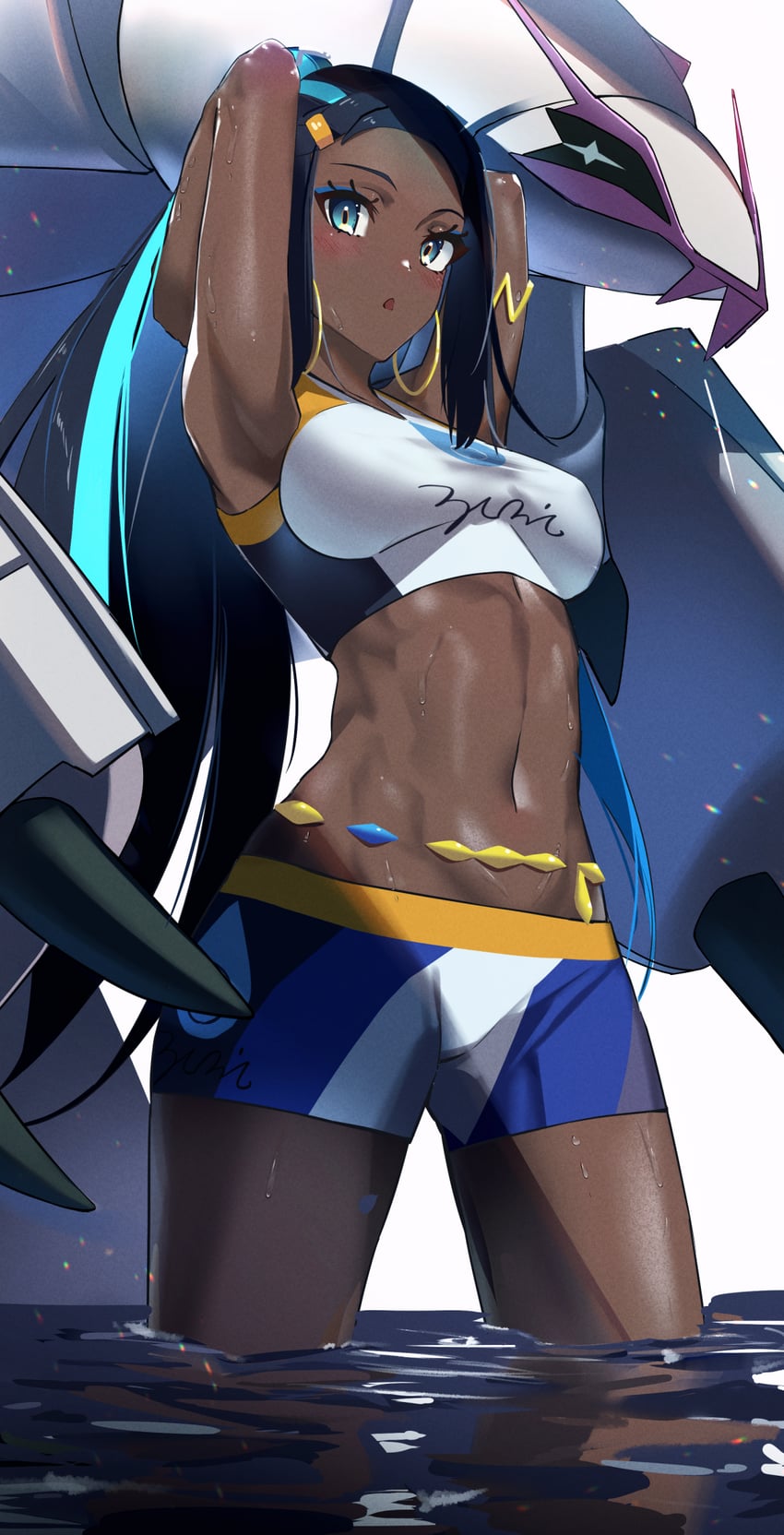 nessa and golisopod (pokemon and 1 more) drawn by haska_(user_gure4787)
