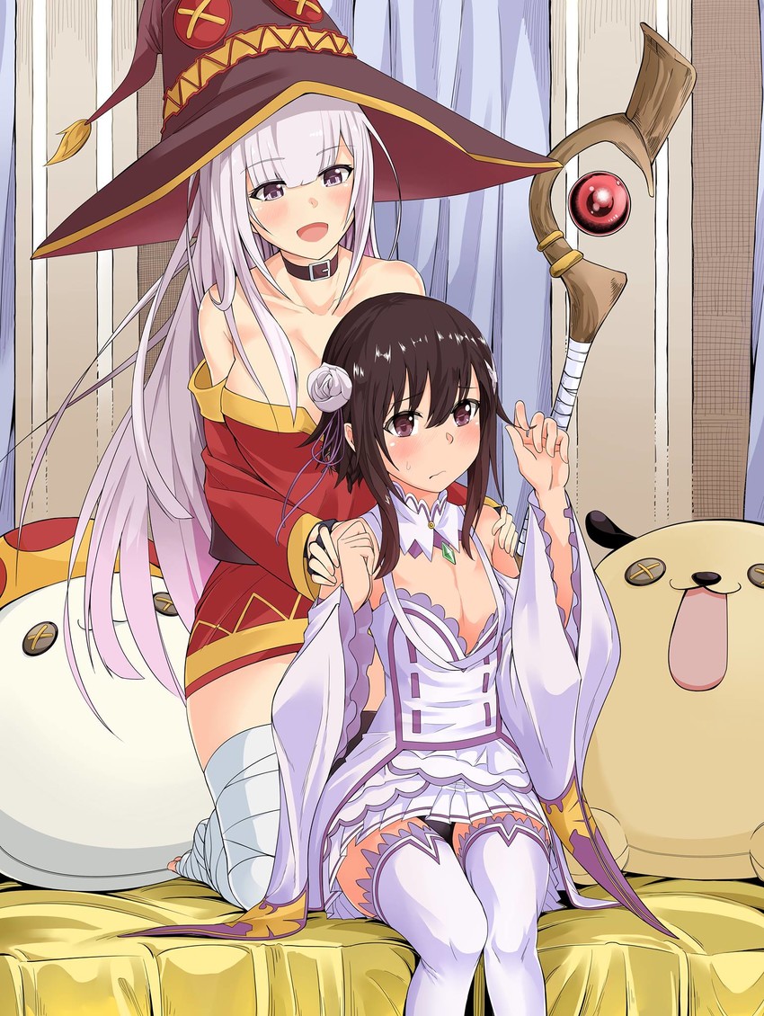 megumin, emilia, and takahashi rie (kono subarashii sekai ni shukufuku wo! and 1 more) drawn by chicke_iii