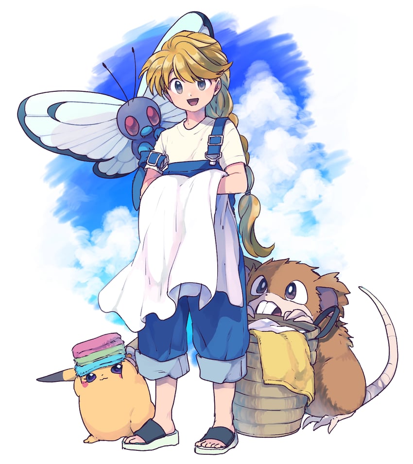pikachu, yellow, butterfree, raticate, and chuchu (pokemon and 1 more) drawn by yui_ko
