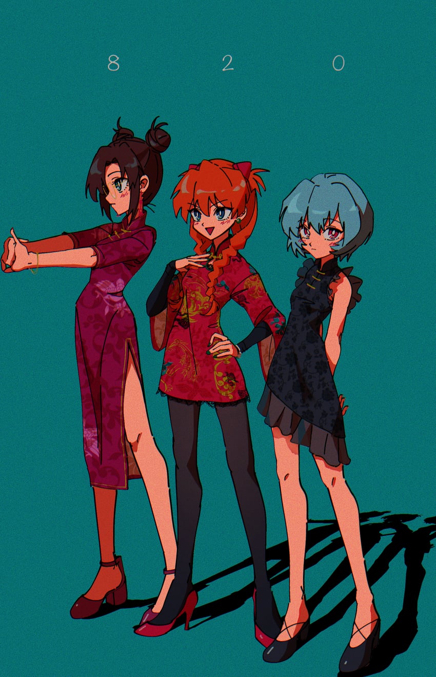 souryuu asuka langley, ayanami rei, and makinami mari illustrious (neon genesis evangelion and 1 more) drawn by nzeneee