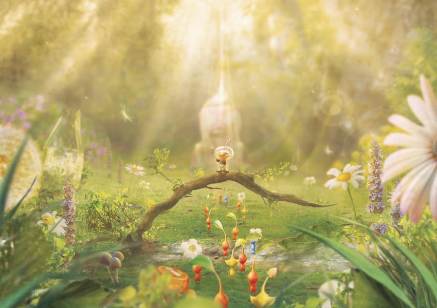 red pikmin, olimar, yellow pikmin, and blue pikmin (pikmin and 1 more) drawn by orioto