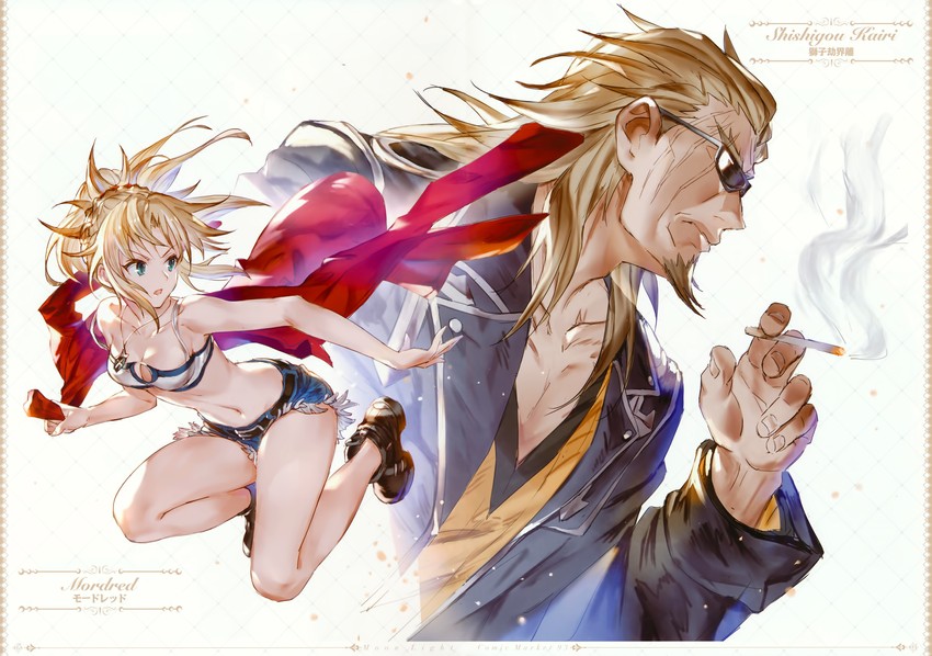 mordred and shishigou kairi (fate and 1 more) drawn by 77gl