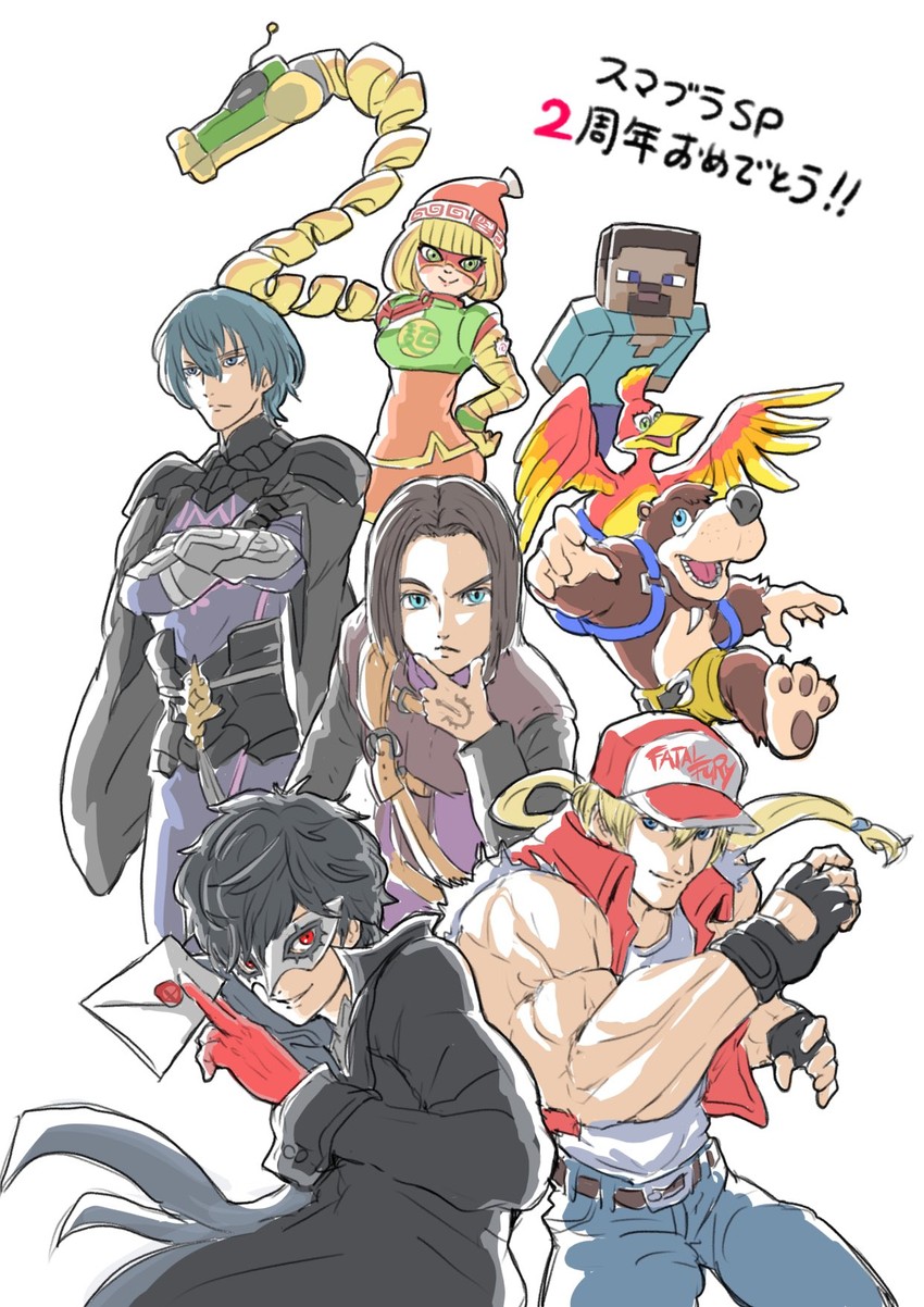 amamiya ren, male byleth, joker, terry bogard, hero, and 4 more (fire emblem and 12 more) drawn by sumaboooo
