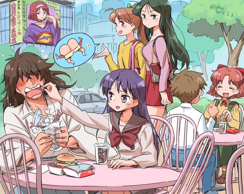 hino rei, nohara shinnosuke, kanzaki sumire, oosaka naru, ishizaka midori, and 4 more (bishoujo senshi sailor moon and 3 more) drawn by isedaichi_ken