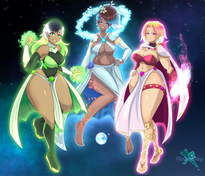 sasha waybright, anne boonchuy, and marcy wu (amphibia) drawn by xendraw