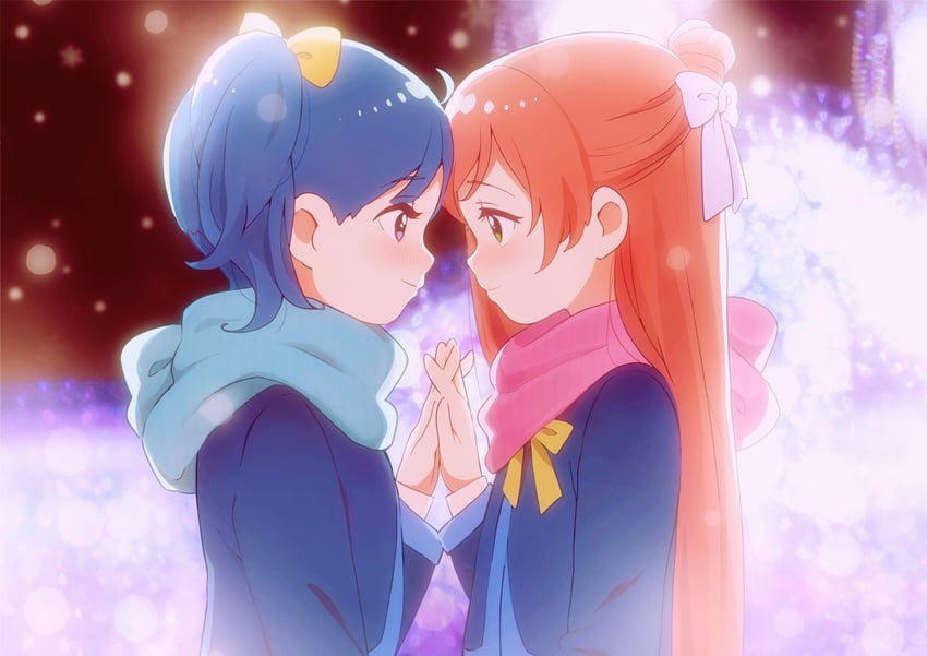 sora harewataru and nijigaoka mashiro (precure and 1 more) drawn by kyanos_(b_0000ff)