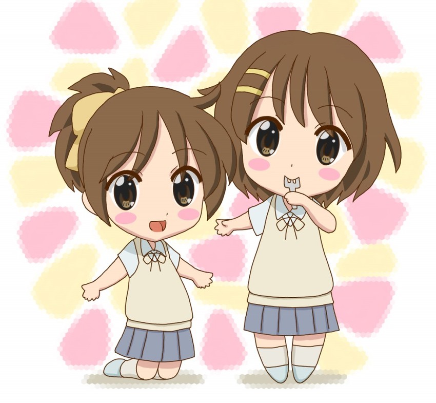 hirasawa yui and hirasawa ui (k-on!) drawn by chunpai
