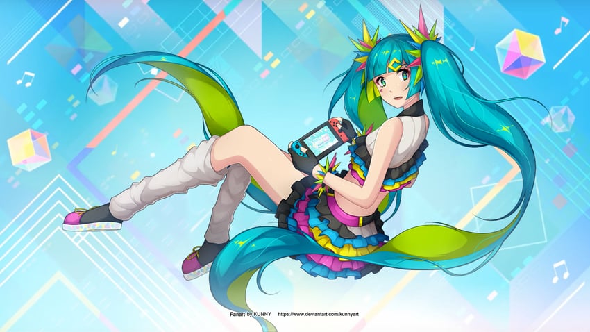 hatsune miku (vocaloid and 1 more) drawn by kunknee