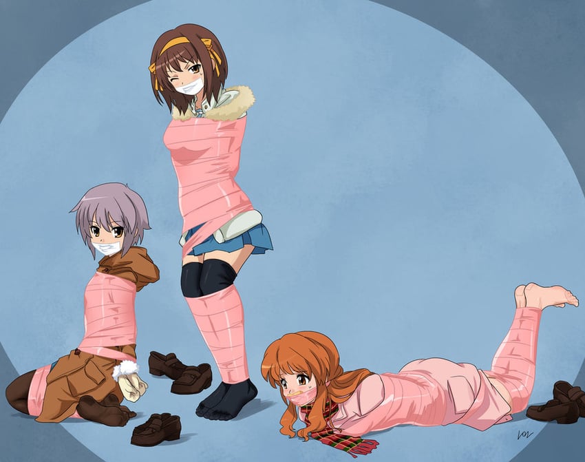 suzumiya haruhi, nagato yuki, and asahina mikuru (suzumiya haruhi no yuuutsu) drawn by lost_one_zero