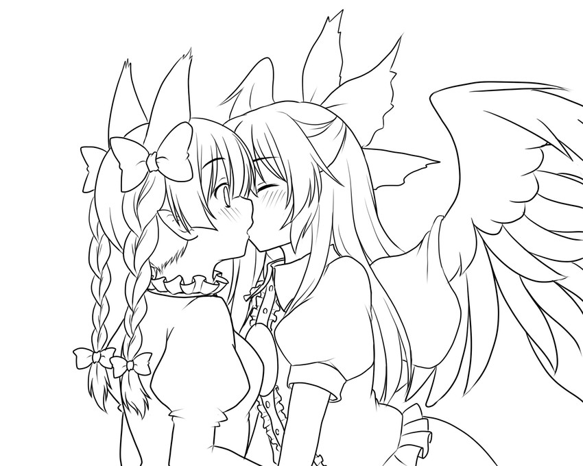 kaenbyou rin and reiuji utsuho (touhou) drawn by isaki_(gomi)