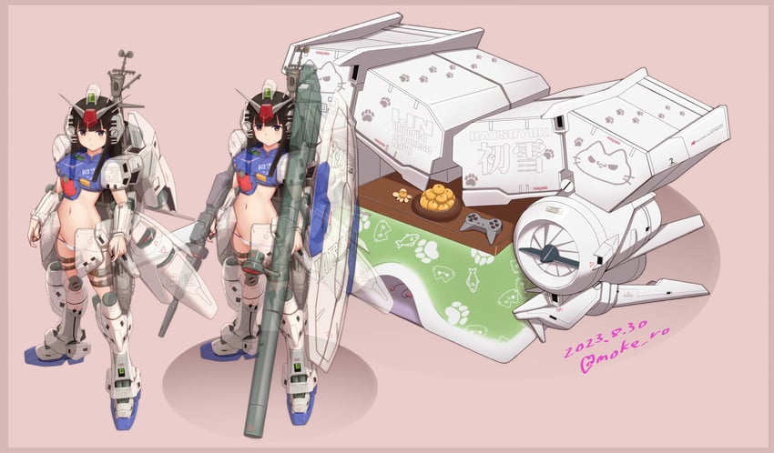 hatsuyuki and gundam gp-03 stamen (kantai collection and 2 more) drawn by moke_ro