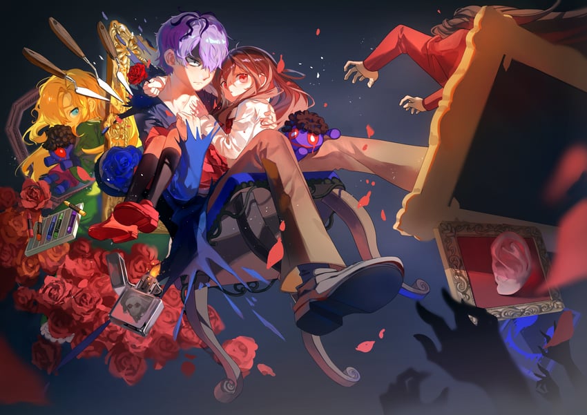 ib, mary, garry, and lady in red (ib) drawn by chi_chi3939