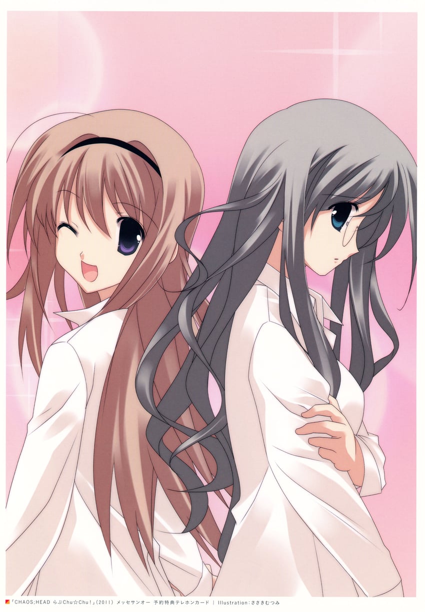 nishijou nanami and kusunoki yua (chaos;head) drawn by sasaki_mutsumi