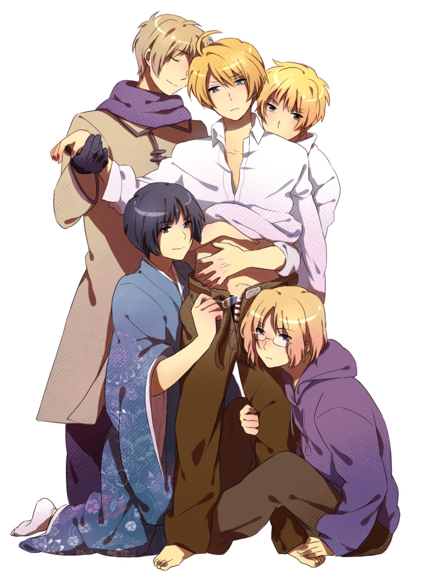 america, united kingdom, japan, russia, and canada (axis powers hetalia) drawn by tomako