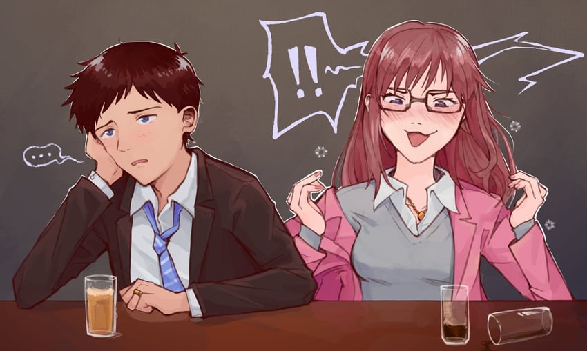 ikari shinji and makinami mari illustrious (neon genesis evangelion and 2 more) drawn by gorgonz0laaa